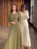 Robe Longue en Maille Côtelée Élégance